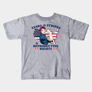 Stars and Stripes and Reproductive Rights // Patriotic American Rosie the Riveter Feminist Kids T-Shirt